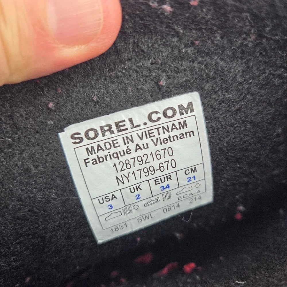 Sorel Snow Commander‎ Boots Size 3 Pink Grey Waterproof Winter Snow Ski